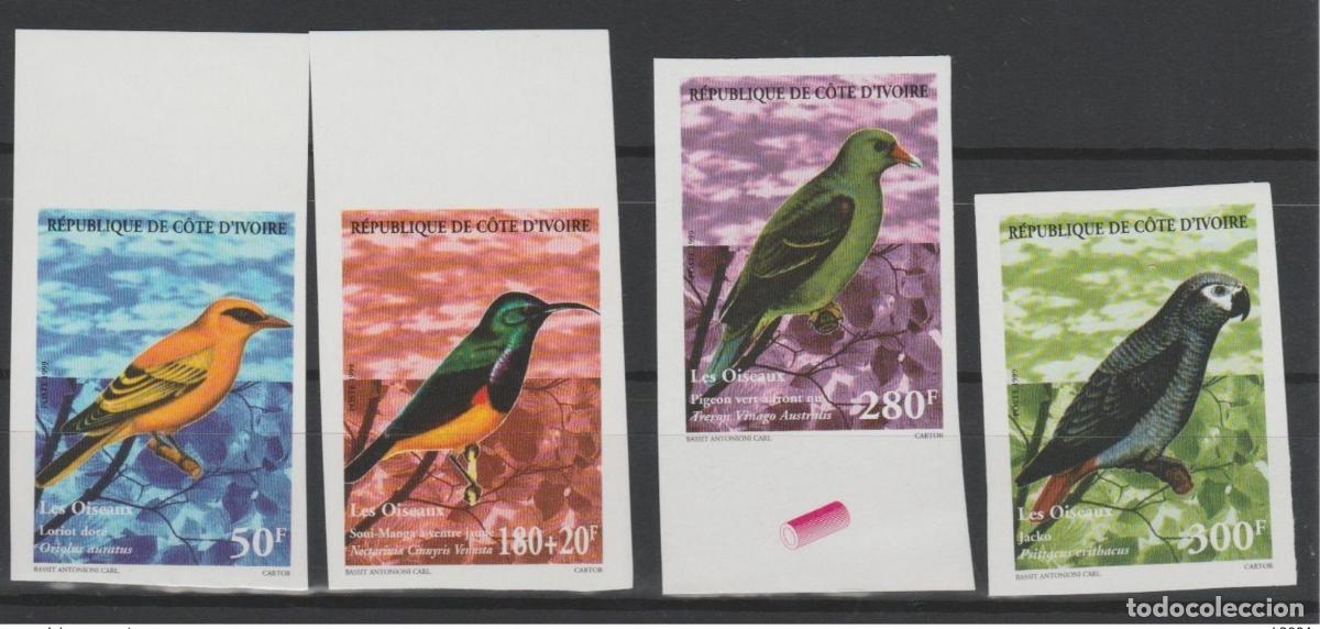 Sellos: Costa de Marfil 1999 IMPERF NONLED P&aacute;jaros Palomas Loros Vida Silvestre MNH