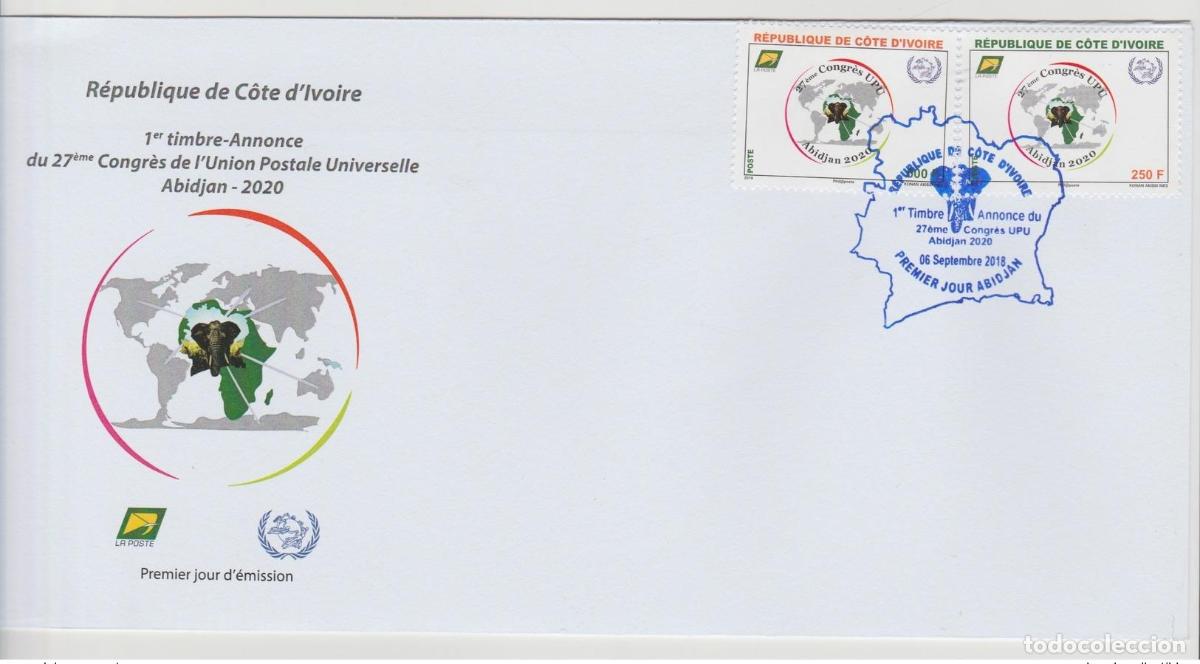 Selos: Costa de Marfil 2018 FDC 27&ordm; Congreso UPU Poste Abidjan 2020 Elephant 2 val.