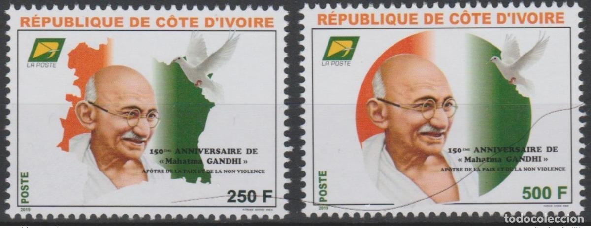 Sellos: Costa de Marfil 2019 Mi.? 150 aniversario Mohandas Mahatma Gandhi Peace Bird