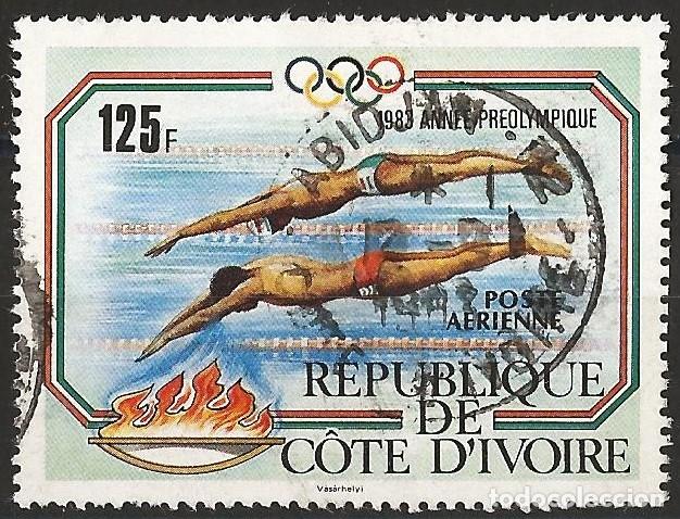 Sellos: Costa de Marfil 1983 - Mi 788 - YT A 83 - J.O. de Los Angeles : Nataci&oacute;n ( A&eacute;reo )