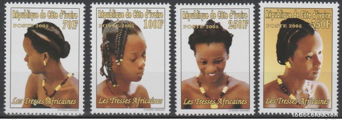 Sellos: Costa de Marfil 2005 Mi. 1345 - 1348 trenzas africanas Damenfrisuren