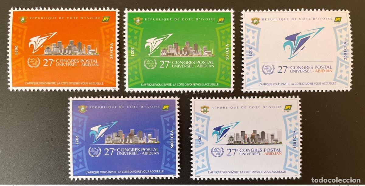 Sellos: Costa de Marfil 2021 Mi.? 27&ordm; Congreso Postal Universal Abiy&aacute;n UPU 5 val. MNH