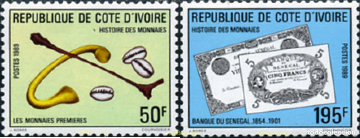 Sellos: 193410 MNH COSTA DE MARFIL 1989 HISTORIA DE LA MONEDA