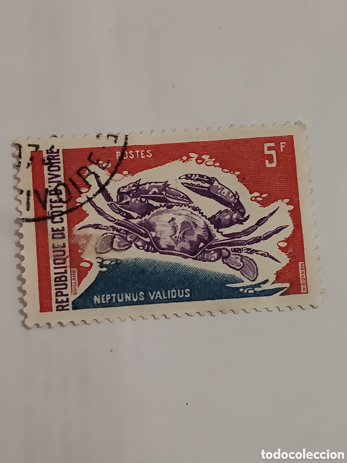 Timbres: Sello de Corte D'ivoire (Costa de Marfil) Fauna marina Cangrejo 1971