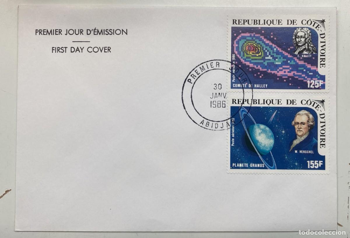 Sellos: TS.)1986, IVORY COAST, ABIDJAN, FIRST DAY COVER, COMMEMORATIVE ISSUE MARKING THE PASSAGE OF HALLEY'S
