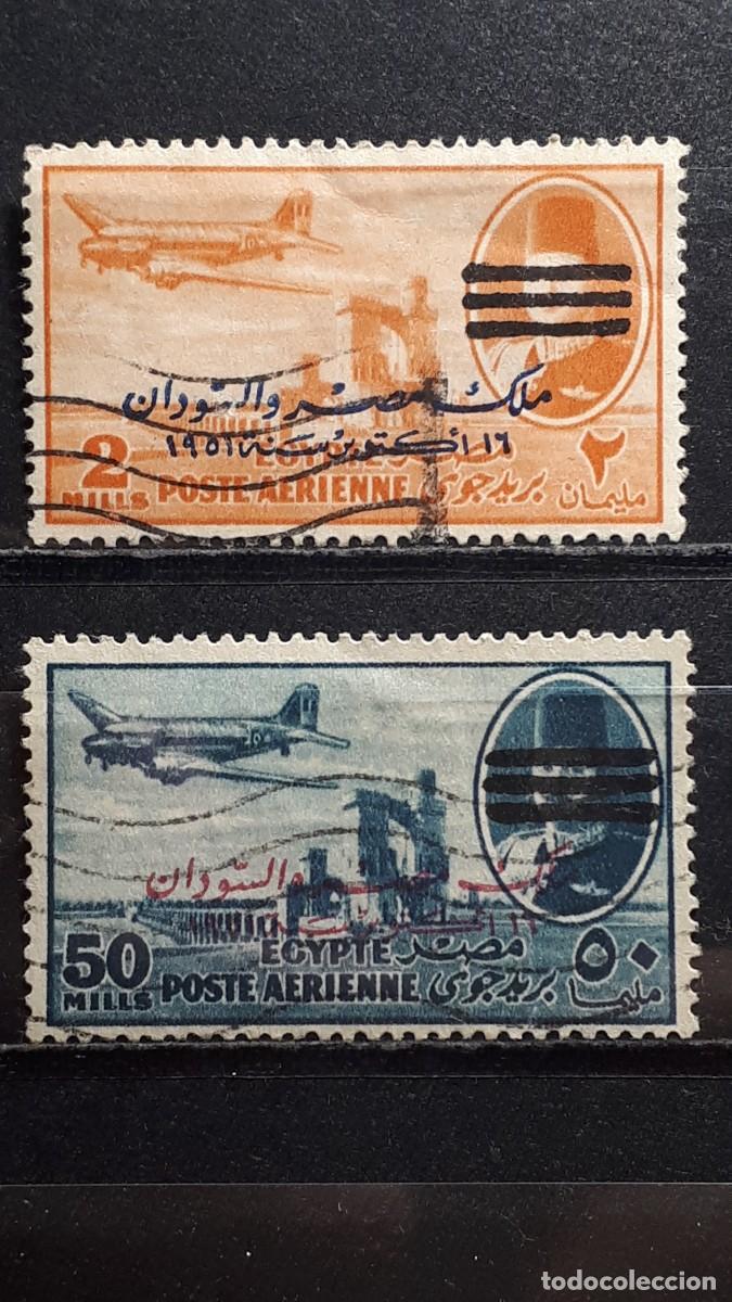Sellos: EGIPTO. &deg;. YVERT A&eacute;reo 68, 77 - Foto 1