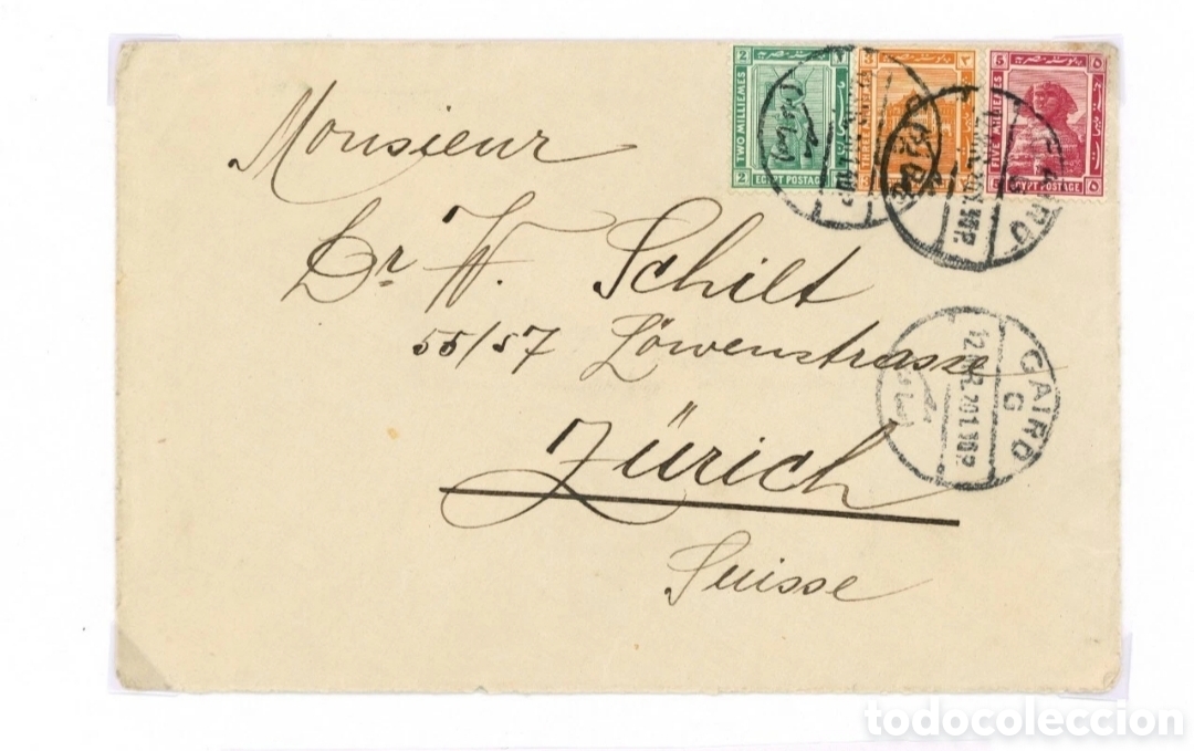 Stamps: Filatelia sellos Egipto Egypt 1920 carta a Suiza