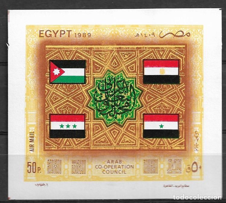 Sellos: EGIPTO 1989, HOJA BLOQUE Ivert 48 - COOPERACI&Oacute;N &Aacute;RABE. MNH.