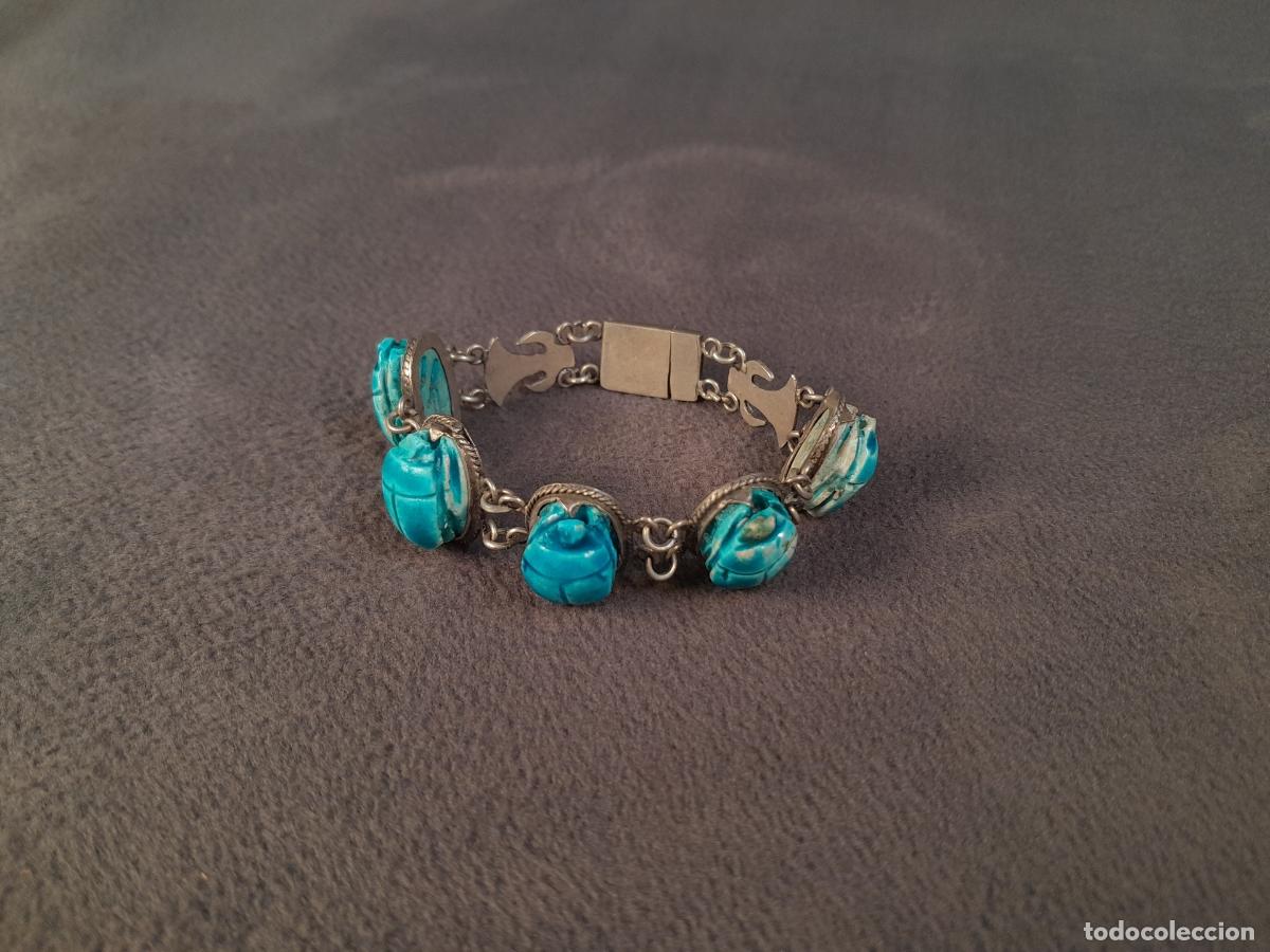 Briefmarken: J-4467. PULSERA DE PLATA CON ESCARABEOS DE CER&Aacute;MICA ESMALTADA.EGIPCIA.SEGUNDA MITAD DEL S.XX