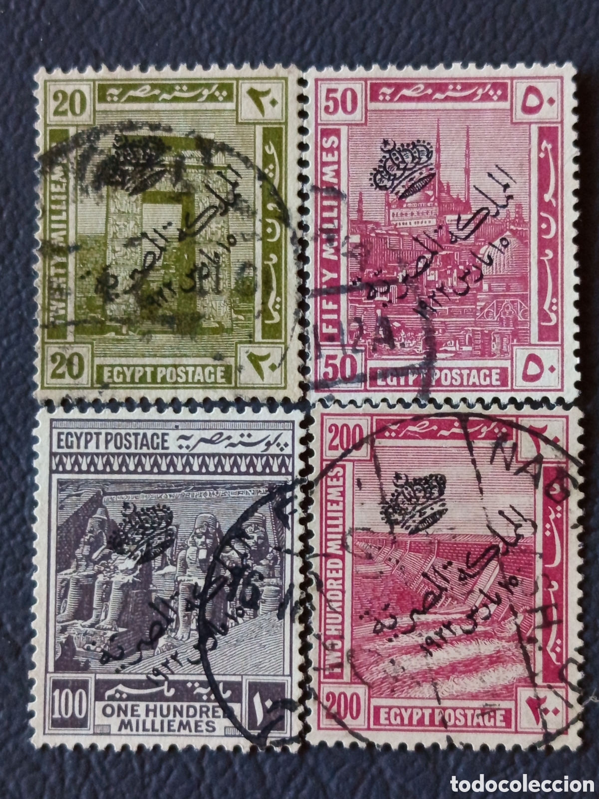 Sellos: Egipto 1922 - Sobrecarga Corona &rdquo;Reino&rdquo; Valores Altos 20m/50m/100m/200m - Michel 78/81 - Usado