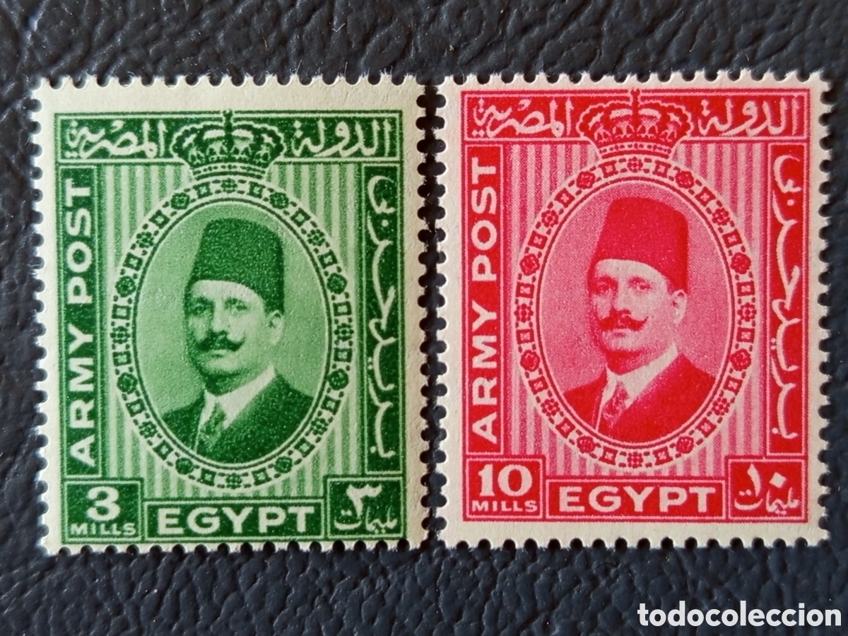 Sellos: Egipto - &rdquo;Army Post&rdquo; Rey Fuad I 3m y 10m - Scott M1/M2 - MH