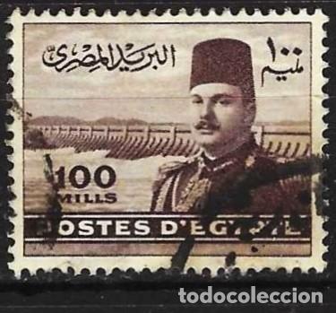 Sellos: Egipto 1948 - Mi 322 - YT 259 - El rey Faruq y la presa de Asu&aacute;n