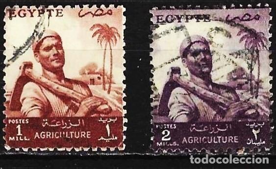 Sellos: Egipto 1954 - Mi 474 & 475 - YT 365 & 366 - Agricultor