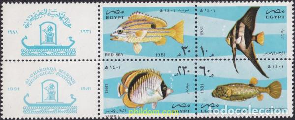Sellos: 776942 MNH EGIPTO 1982 50 ANIVERSARIO DE LA ESTACION BIOLOGICA MARINA DE AL-GHADARKA Y 1 CONFERENCI