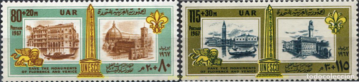 Timbres: 268010 MNH EGIPTO 1967 SALVAD LOS MONUMENTOS DE FLORENCIA Y VENEZIA
