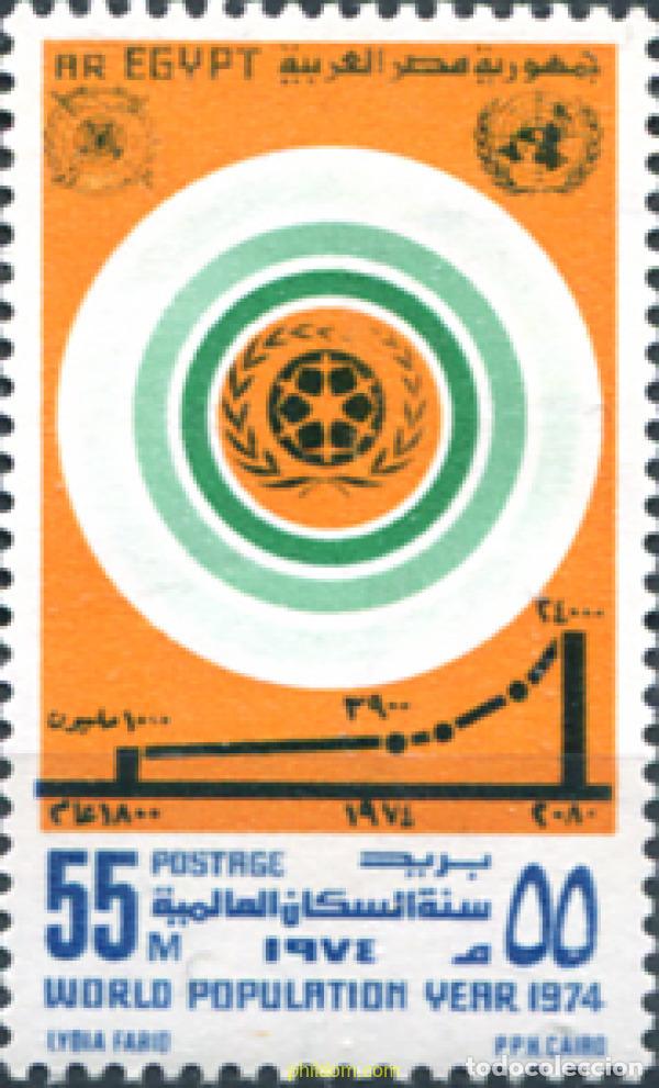 Stamps: 309426 MNH EGIPTO 1974 A&Ntilde;O INTERNACIONAL POBLACION