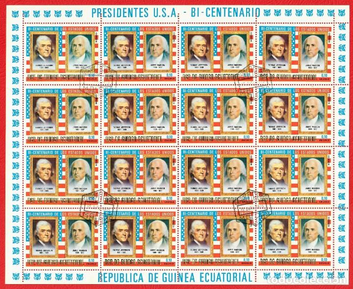 Selos: Hoja bloque Guinea Ecuatorial - Presidentes U.S.A. Bi-centenerio