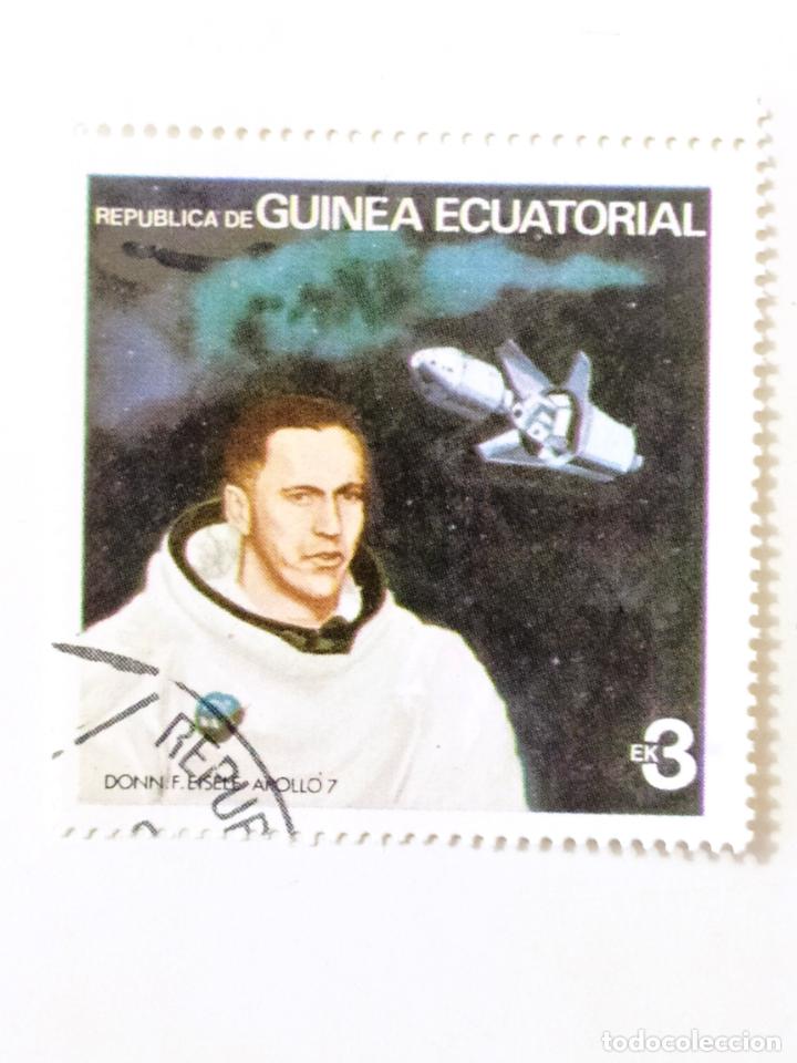 SELLO DE GUINEA ECUATORIAL 3 E - 1978 - ASTRONAUTAS USA- USADOS SIN SEÑAL DE FIJASELLOS (Sellos - Extranjero - África - Guinea Ecuatorial)