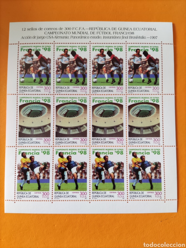 Selos: Minipliego GUINEA ECUATORIAL CAMPEONATO MUNDIAL DE FÚTBOL FRANCIA'98