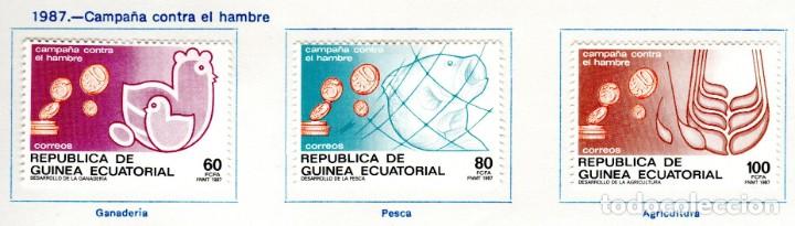 Selos: Guinea Ecuatorial. Campaña contra el hambre. 1987. YT222/224. S. completa.