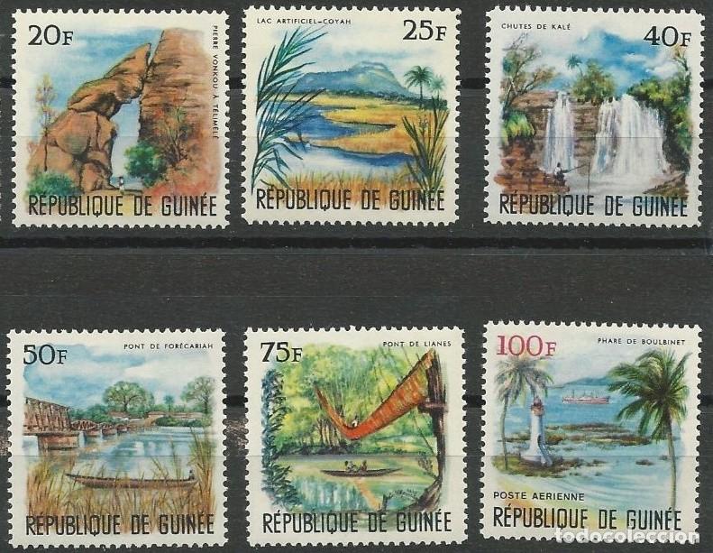 Sellos: GUINEA 1965 - PAISAJES - YVERT 260/264**+ AEREO 62**