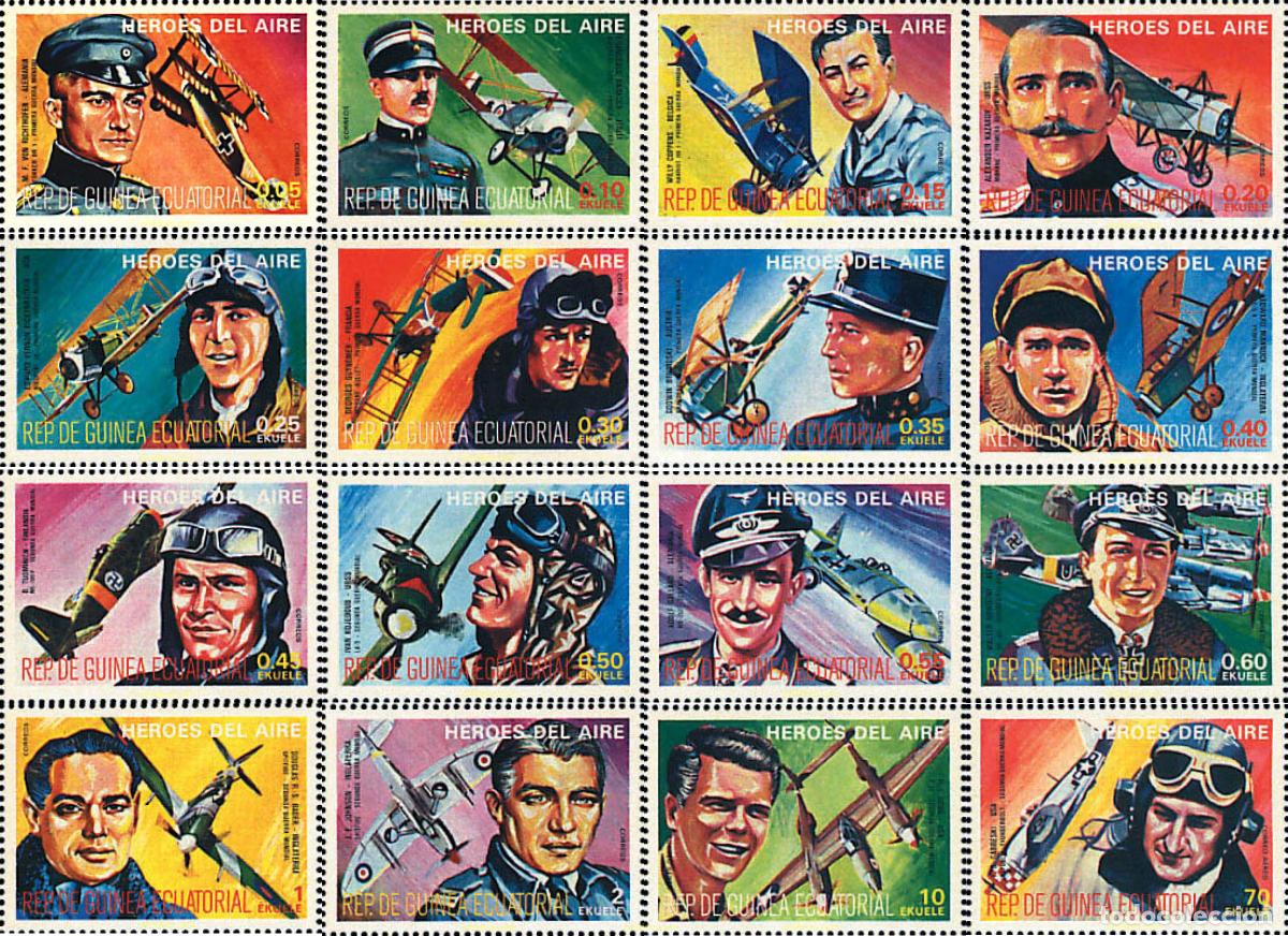 Sellos: 213170 MNH GUINEA ECUATORIAL 1977 PIONEROS DE LA AVIACION