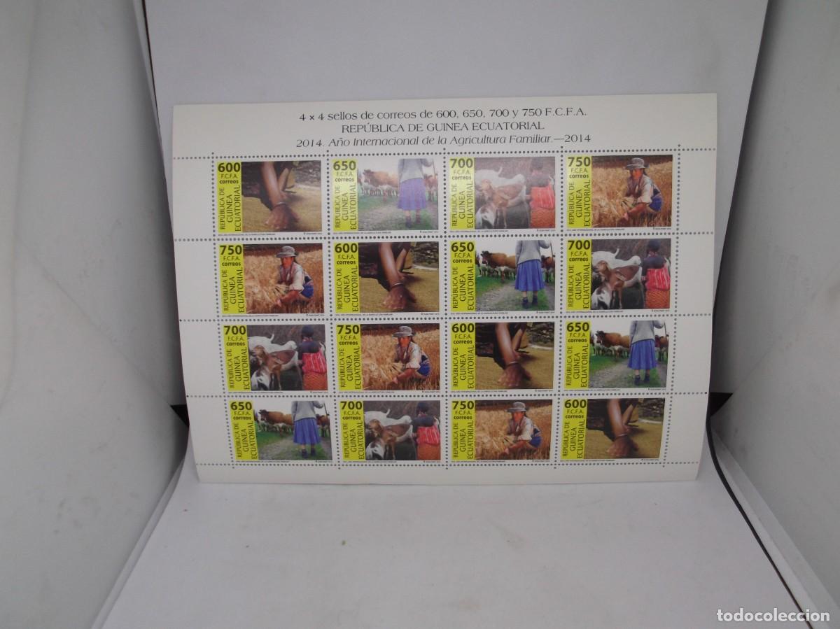 Sellos: Guinea Ecuatorial 2014 A&ntilde;o internacional de la agricultura familiar.Hoja bloque de 4 x 4.Nueva