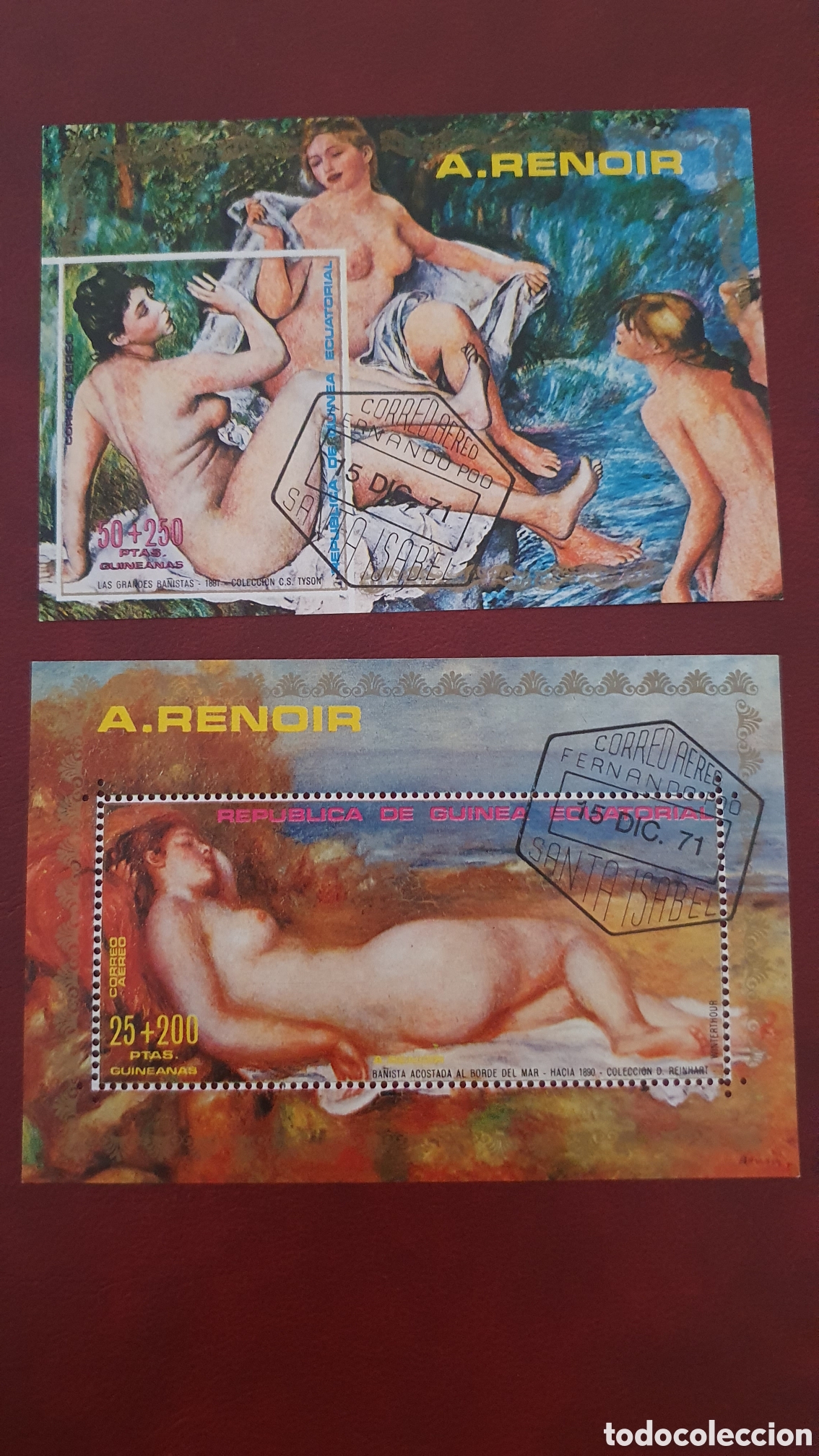 Sellos: Dos hojitas bloque Renoir