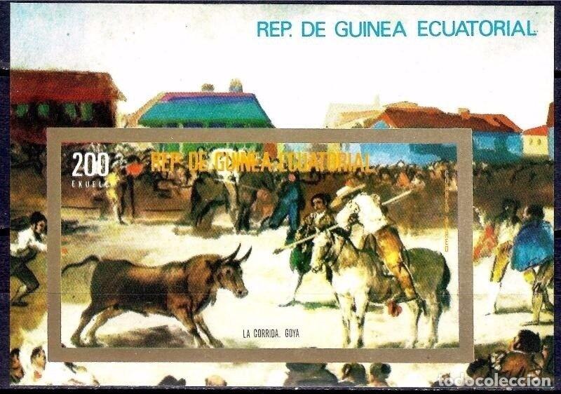 Sellos: GUINEA ECUATORIAL 1975 SHEET MNH IMPERF FRANCISCO DE GOYA LA CORRIDA DE TOROS ARTE PINTURAS ART