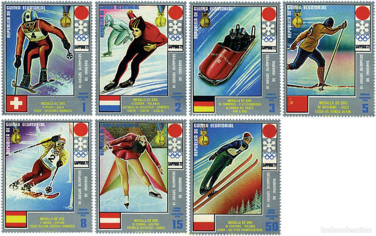 Sellos: 72435 MNH GUINEA ECUATORIAL 1972 MEDALLISTAS DE LOS 11 JUEGOS OLIMPICOS DE INVIERNO. SAPPORO 1972