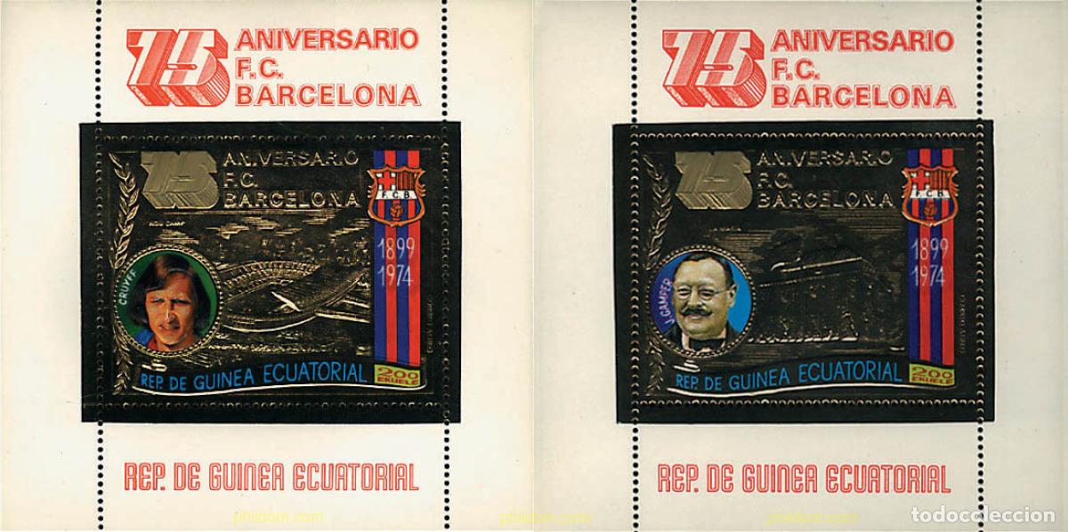 Sellos: 321606 MNH GUINEA ECUATORIAL 1974 75 ANIVERSARIO DEL C.F.BARCELONA.