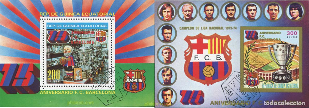 Sellos: 271811 USED GUINEA ECUATORIAL 1974 75 ANIVERSARIO DEL F.C.BARCELONA