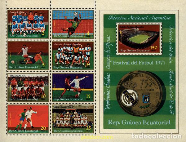 Sellos: 11113 MNH GUINEA ECUATORIAL 1977 75 ANIVERSARIO DEL REAL MADRID