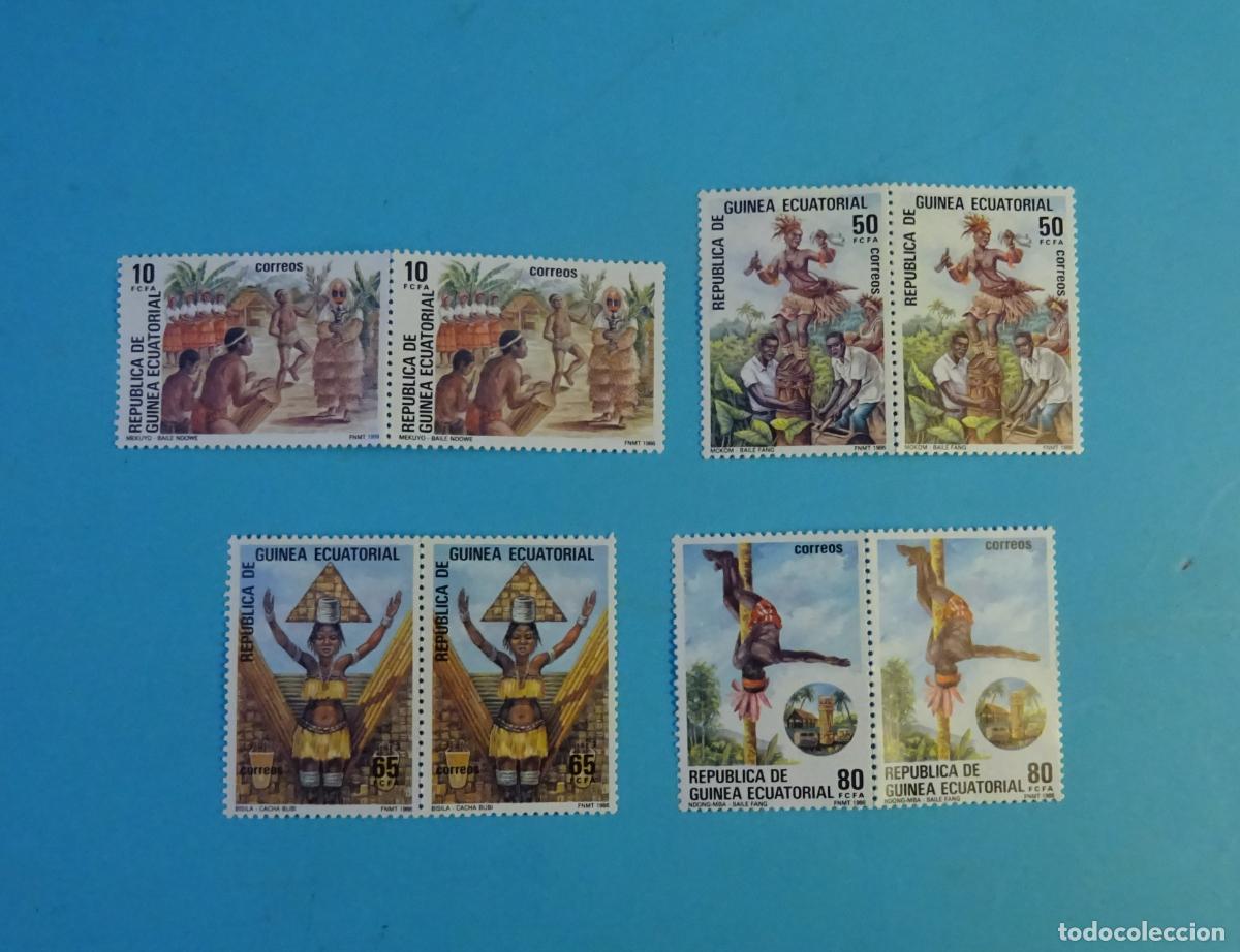 Sellos: GUINEA ECUATORIAL. SELLOS FOLKLORE 1986. EN BLOQUE DE DOS
