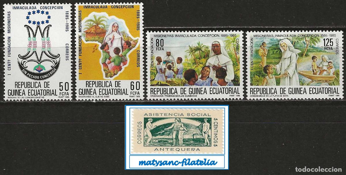 Sellos: GUINEA ECUATORIAL 1985. EDIFIL 65/68. &rdquo;I CENT&ordm;. FUND. MISIONERAS INMACULADA CONCEP&rdquo;.