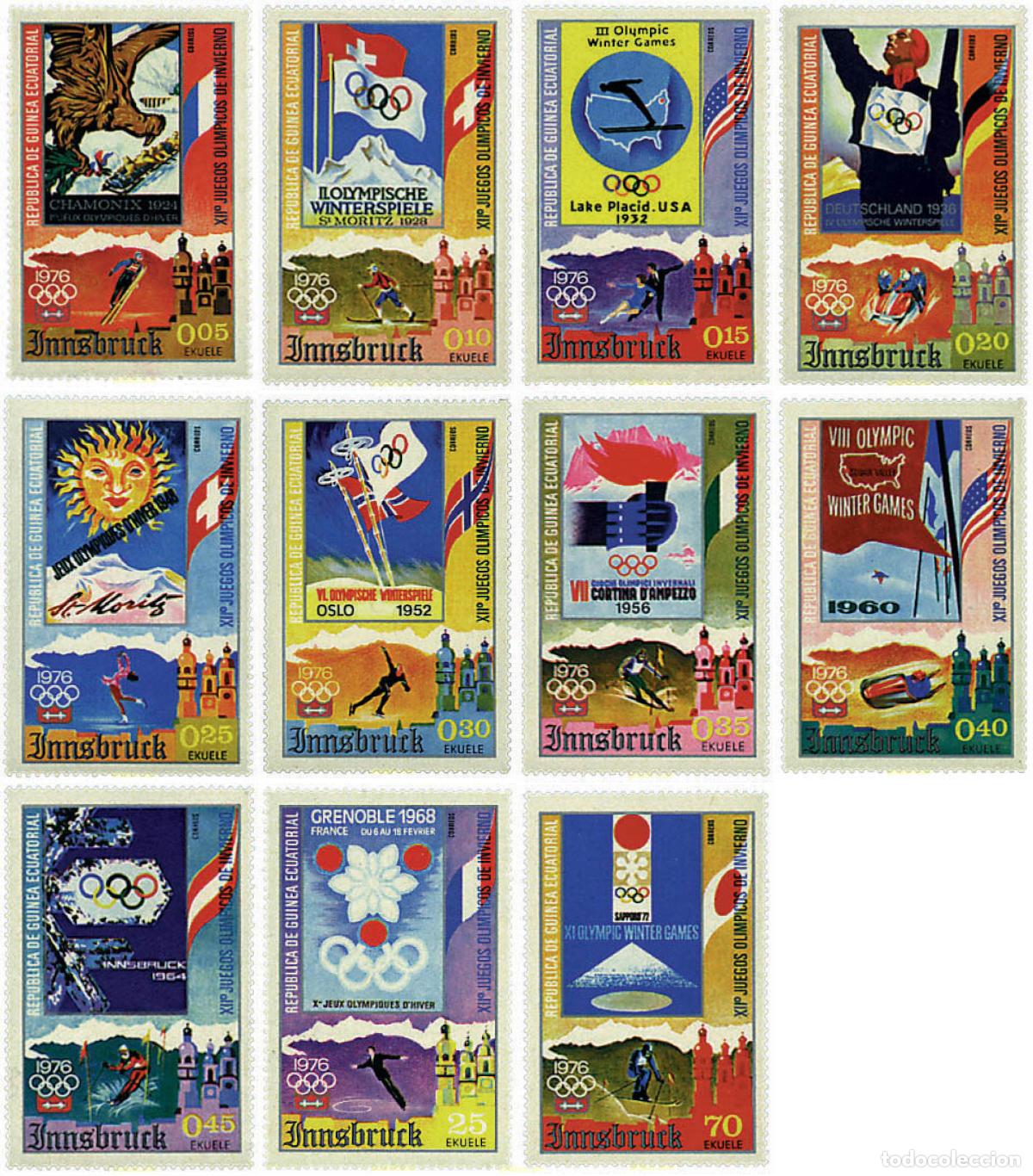 Sellos: 72051 MNH GUINEA ECUATORIAL 1975 12 JUEGOS OLIMPICOS INVIERNO INNSBRUCK 1976
