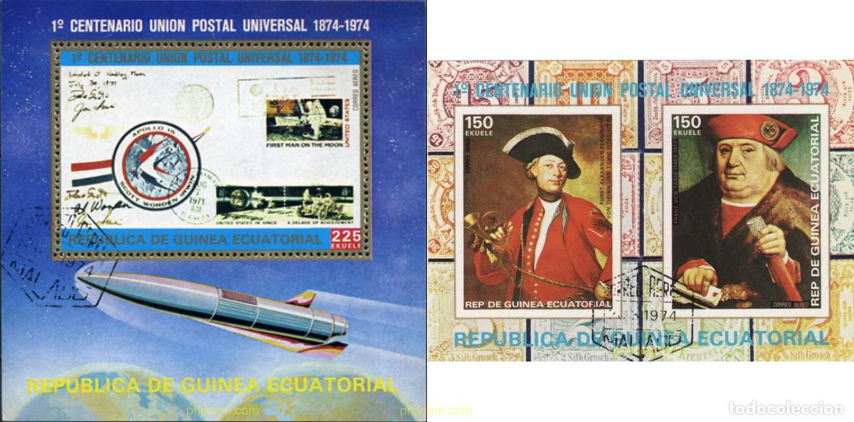 Sellos: 367392 USED GUINEA ECUATORIAL 1974 CENTENARIO DE LA UNION POSTAL UNIVERSAL
