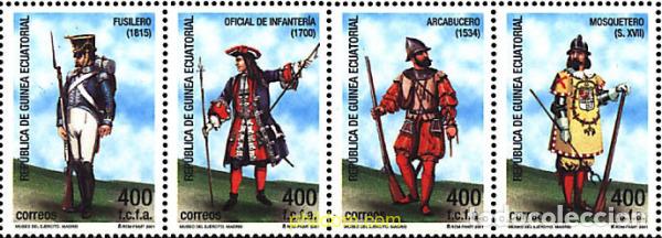 Sellos: 4925 MNH GUINEA ECUATORIAL 2001 UNIFORMES MILITARES ANTIGUOS