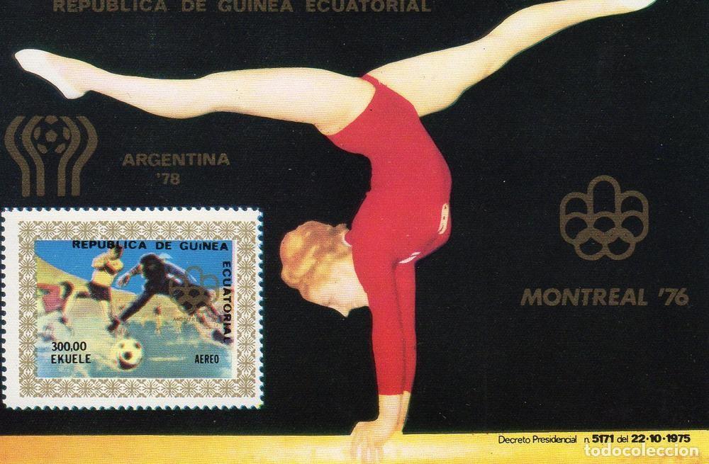 Sellos: GUINEA ECUATORIAL 1976 SHEET MNH JUEGOS OLIMPICOS MONTREAL MUNDIAL DE FUTBOL ARGENTINA DEPORTES