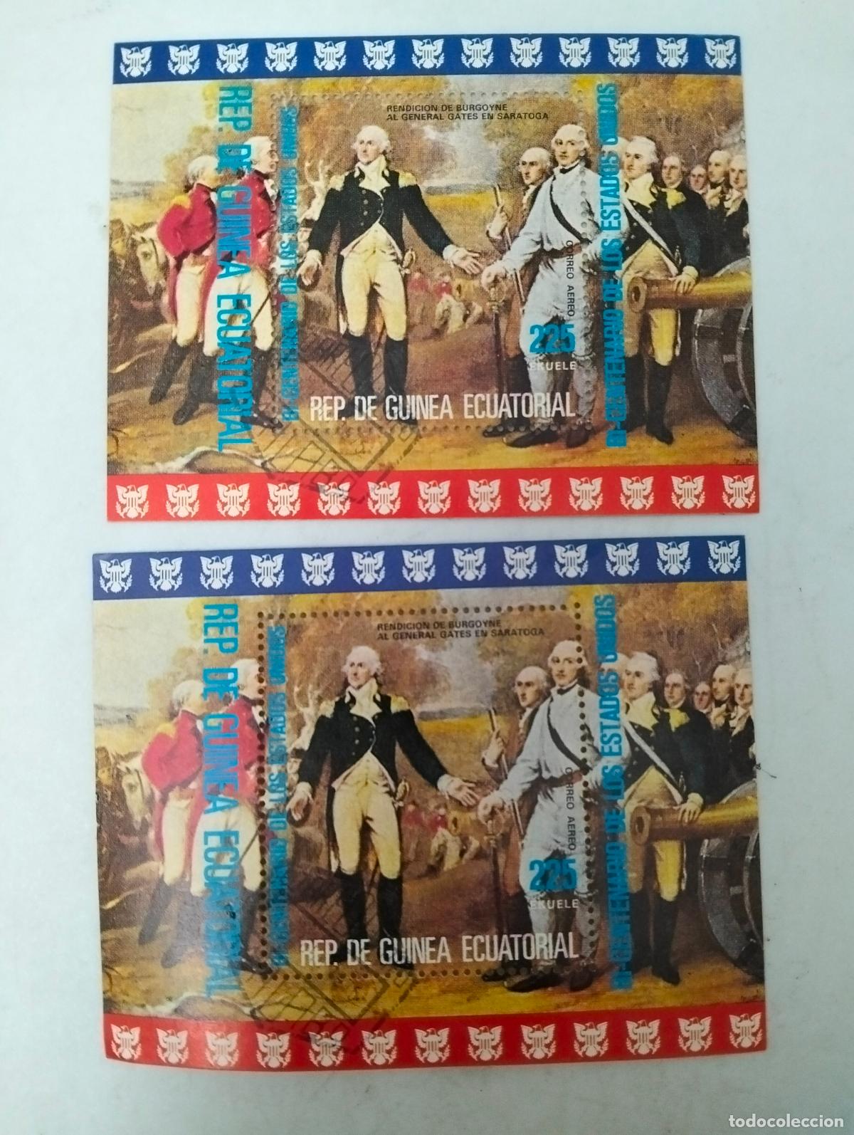 Sellos: 2 HOJAS BLOQUE, GUINEA ECUATORIAL, 2&ordm; CENTENARIO DE LA INDEPENDENCIA DE ESTADOS UNIDOS