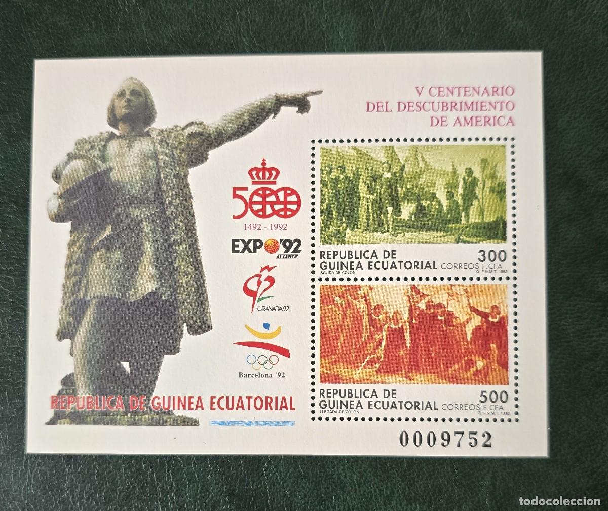Sellos: HOJA GUINEA ECUATORIAL 152** - A&Ntilde;O 1992 - 5&ordm; CENTENARIO DEL DESCUBRIMIENTO DE AMERICA