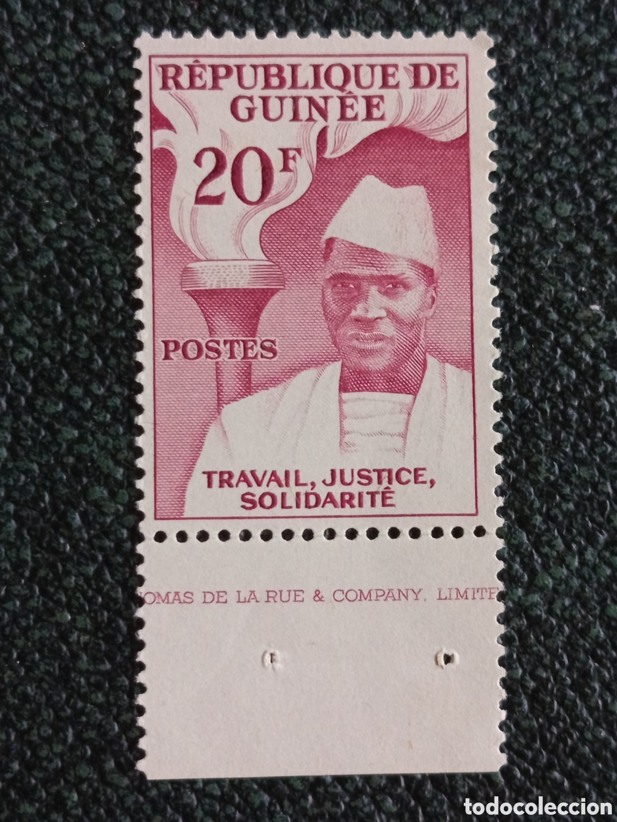 Sellos: Guinea 1959 S&eacute;kou Tour&eacute; y Antorcha 20F con Borde de Hoja - Yvert #154 / Scott #172