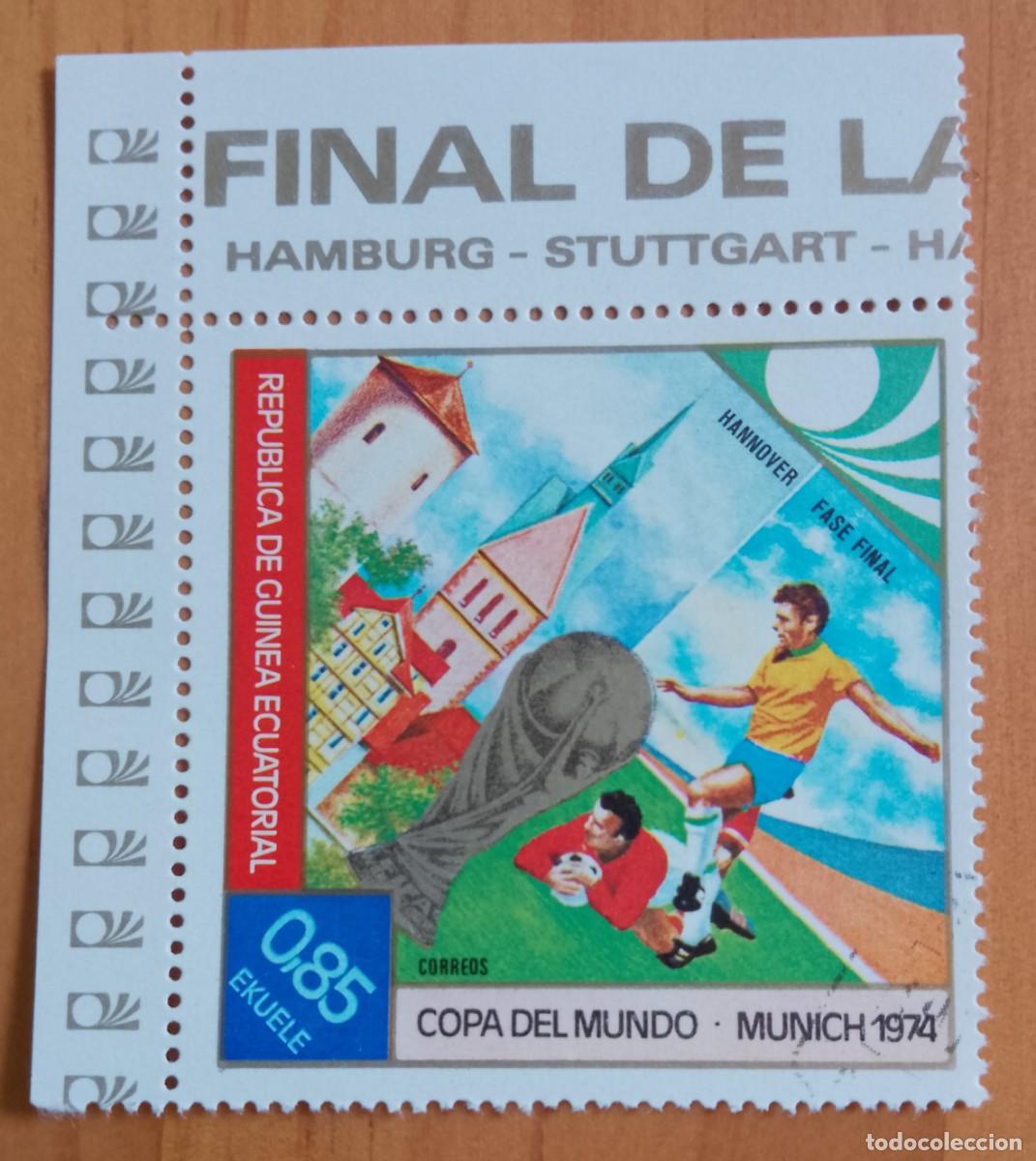 Sellos: GUINEA ECUATORIAL - 0,85 EKUELE - DEPORTES, FUTBOL, COPA DEL MUNDO, MUNICH 1974 - VER DESCRIPCI&Oacute;N