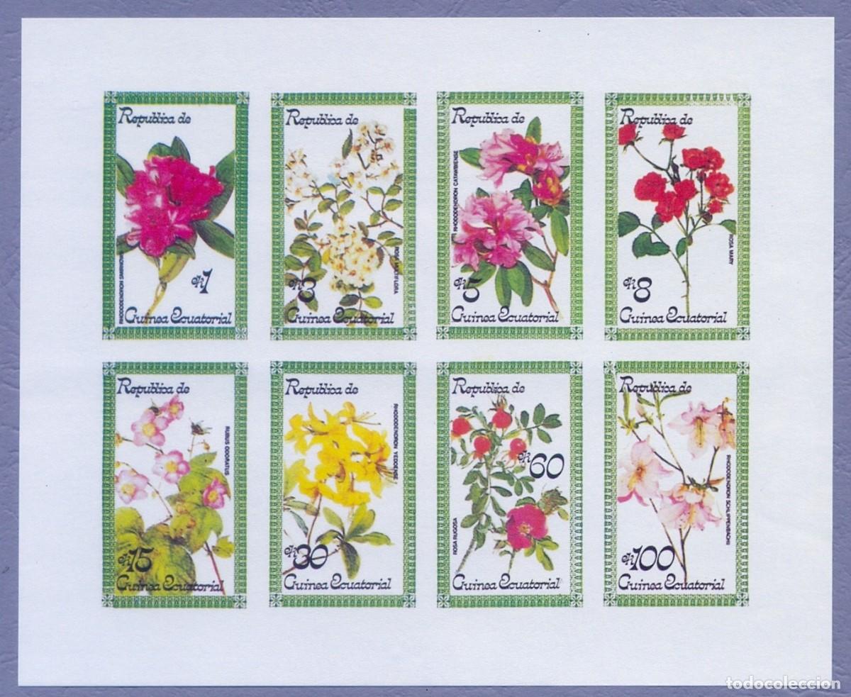 Sellos: GUINEA ECUATORIAL 1979 SHEET MNH IMPERF FLORES FLOWERS FLEURS BLUMEN FIORI