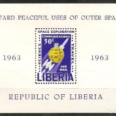 Sellos: LIBERIA, 1963, HB 27, CARRERA ESPACIAL , NUEVO SIN SEÑAL DE FIJASELLOS. Lote 232688185