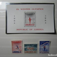 Sellos: LIBERIA OLIMPIADAS JUEGOS INNSBRUCK 1964 YVERT 391+AÉREO 144/5+ HB MNH ** SIN CHARNELA LUJO!!!. Lote 327334448