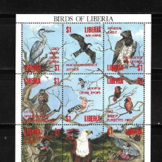 Sellos: LIBERIA 1993, HOJA IV. 1243/54 FAUNA AVES. MNH.