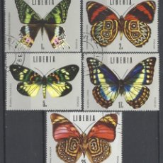 Selos: LIBERIA 1974 - FAUNA, MARIPOSAS, 5 VALORES - USADOS. Lote 343989628