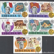 Timbres: LIBERIA 1973 - JJOO DE MUNICH, MEDALLISTAS DE ORO, 5 VALORES - USADOS. Lote 344020758