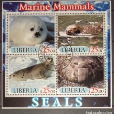 Sellos: LIBERIA 2005 SHEET USED MNH FAUNA MAMIFEROS SEALS FOCAS PHOQUES FOCHE SEEHUNDE MARINE LIFE. Lote 361672215